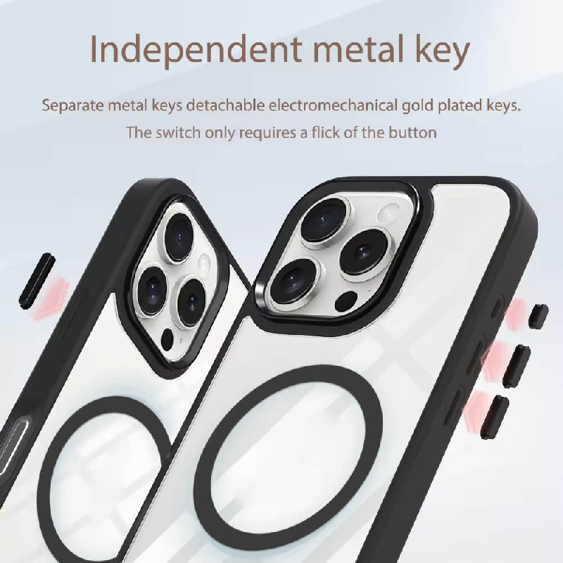 iPhone 17 Pro Max Metal Camera Lens Transparent Case Cover With Magnetic Ring9