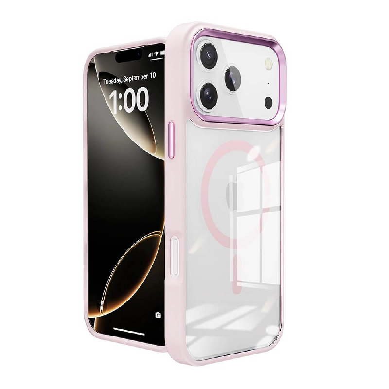 iPhone 17 Pro Max Metal Camera Lens Transparent Case Cover With Magnetic Ring4