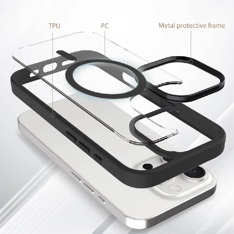 iPhone 17 Pro Max Metal Camera Lens Transparent Case Cover With Magnetic Ring6