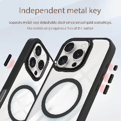 iPhone 17 Pro Max Metal Camera Lens Transparent Case Cover With Magnetic Ring9