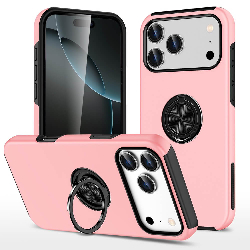 iPhone 17 Pro Max Magnetic Ring Holder Shockproof Case Cover-Pink