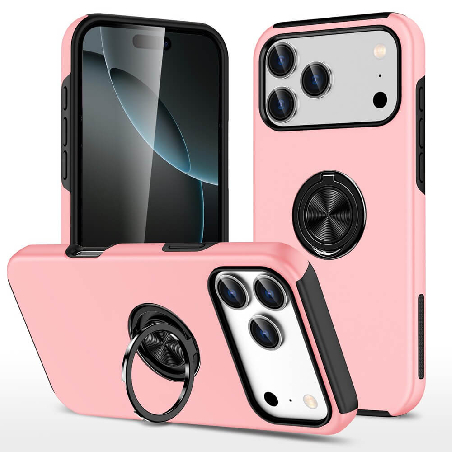 iPhone 17 Pro Max Magnetic Ring Holder Shockproof Case Cover-Pink