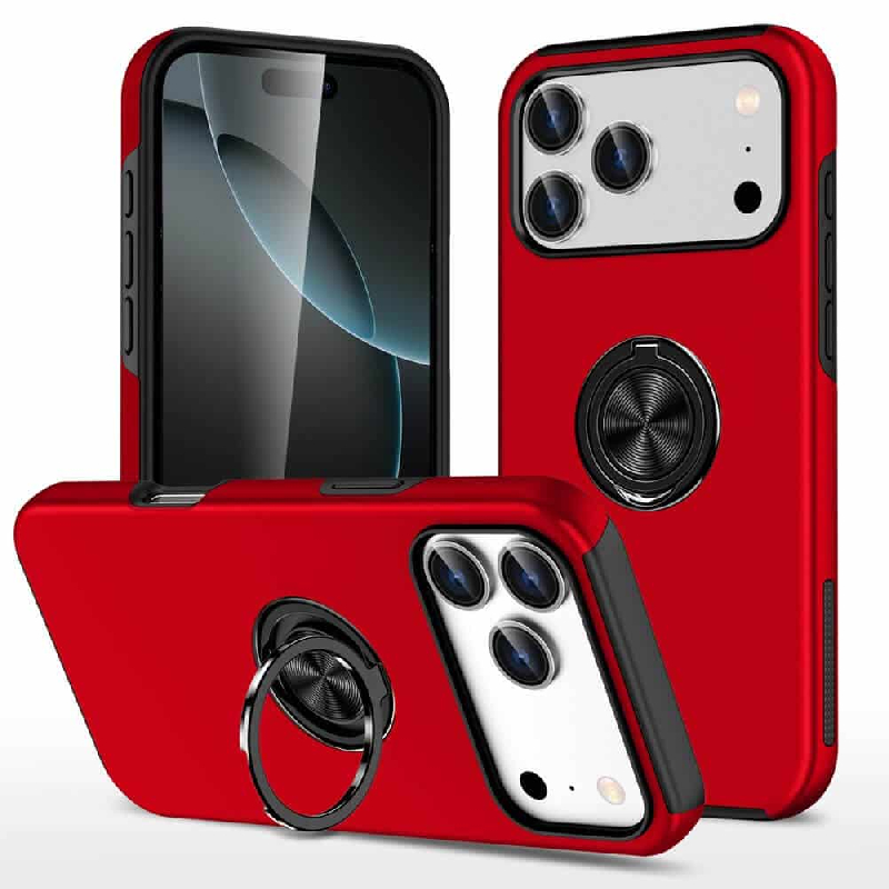iPhone 17 Pro Max Magnetic Ring Holder Shockproof Case Cover-Red