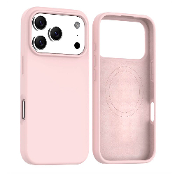 iPhone 17 Pro Max Liquid Silicone Case Cover with Magnetic Ring Compressed Australia - Pink