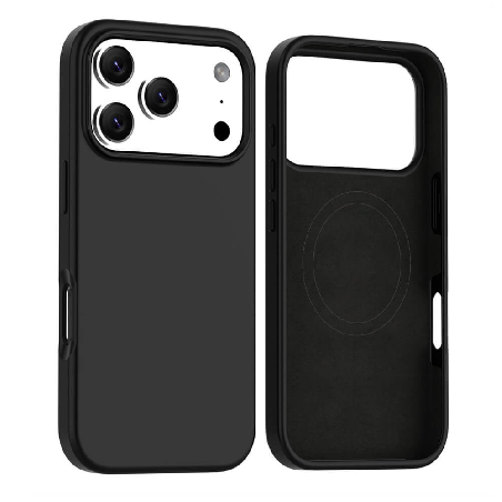 iPhone 17 Pro Max Liquid Silicone Case Cover with Magnetic Ring Compressed Australia - Black