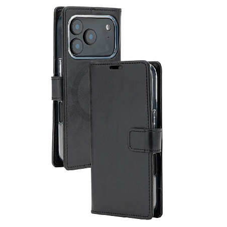 iPhone 17 Pro Max Wallet Folio Diary Case With MagSafe Combability & Card Slots - Black