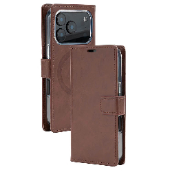 iPhone 17 Pro Max Wallet Folio Diary Case With MagSafe Combability & Card Slots - Brown