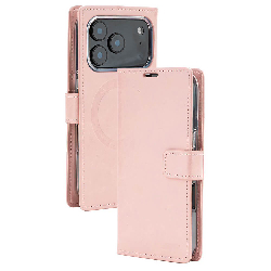 iPhone 17 Pro Max Wallet Folio Diary Case With MagSafe Combability & Card Slots - Pink