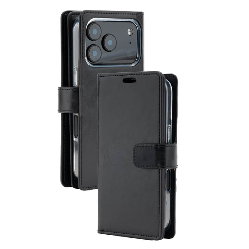 iPhone 17 Pro Max Wallet Folio Diary Case With MagSafe Combability & 9 Card Slots - Black