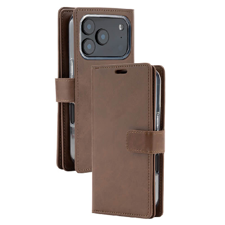 iPhone 17 Pro Max Wallet Folio Diary Case With MagSafe Combability & 9 Card Slots - Brown