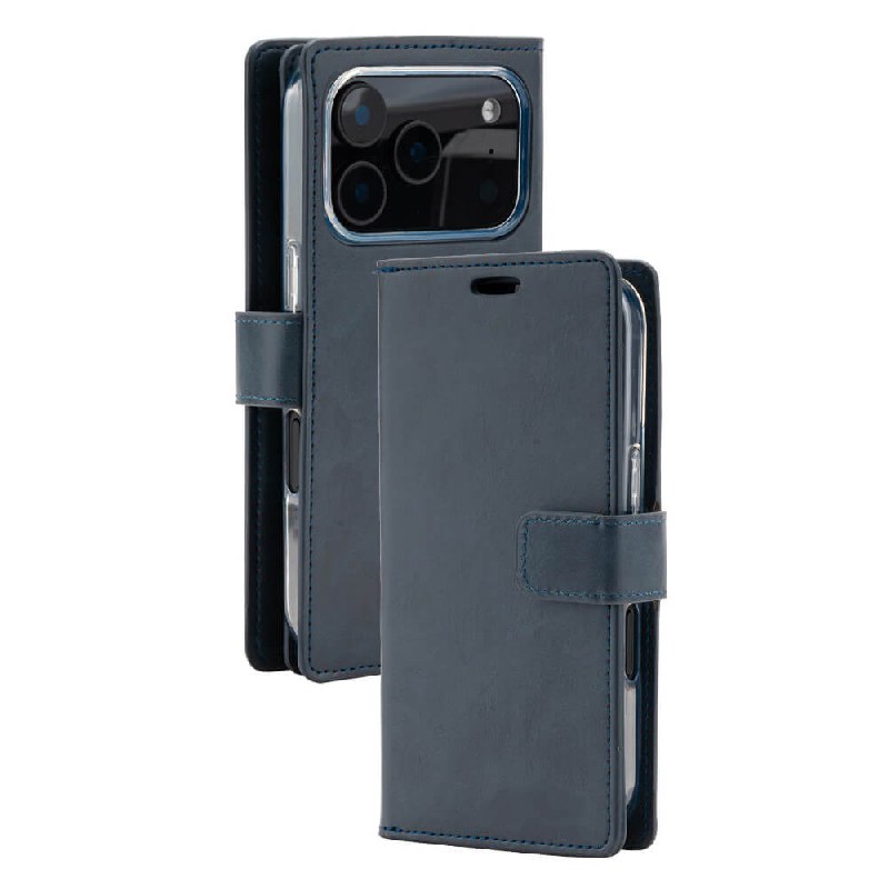 iPhone 17 Pro Max Wallet Folio Diary Case With MagSafe Combability & 9 Card Slots - Navy