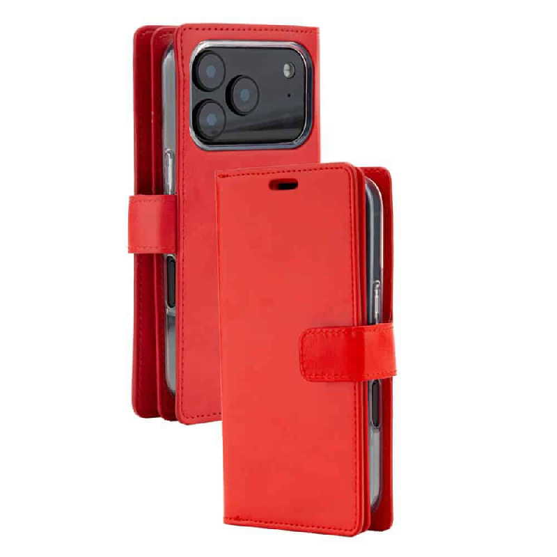 iPhone 17 Pro Max Wallet Folio Diary Case With MagSafe Combability & 9 Card Slots - Red
