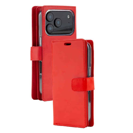 iPhone 17 Pro Max Wallet Folio Diary Case With MagSafe Combability & 9 Card Slots - Red