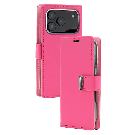 iPhone 17 Pro Max Wallet Folio Diary Case With Card Slots Australia Hotpink