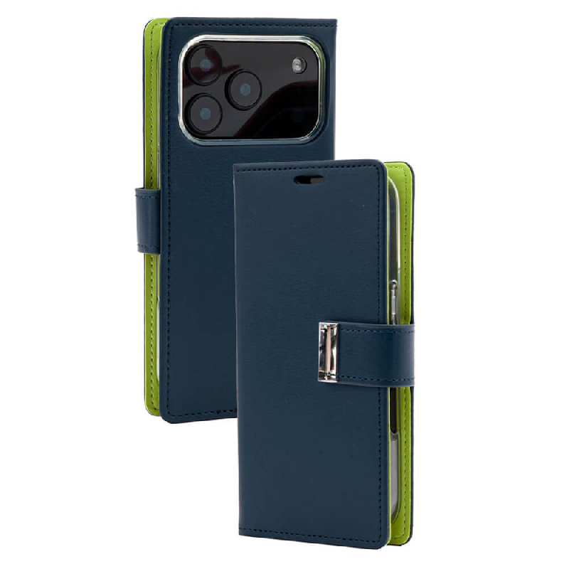 iPhone 17 Pro Max Wallet Folio Diary Case With Card Slots Australia Navy