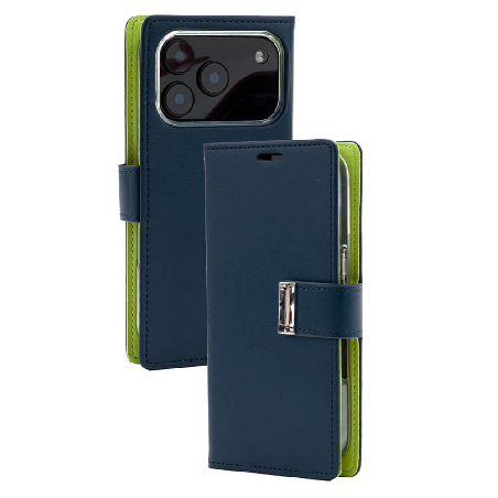 iPhone 17 Pro Max Wallet Folio Diary Case With Card Slots Australia Navy