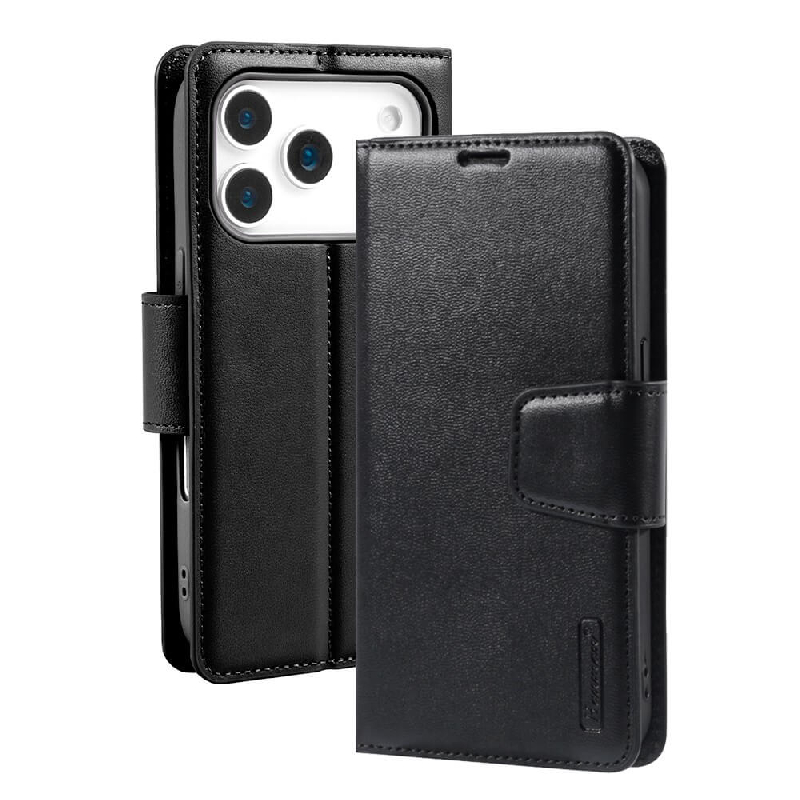 iPhone 17 Pro Max Wallet Folio Diary Flip PU Leather Wallet Case with Card Slot Australia - Black