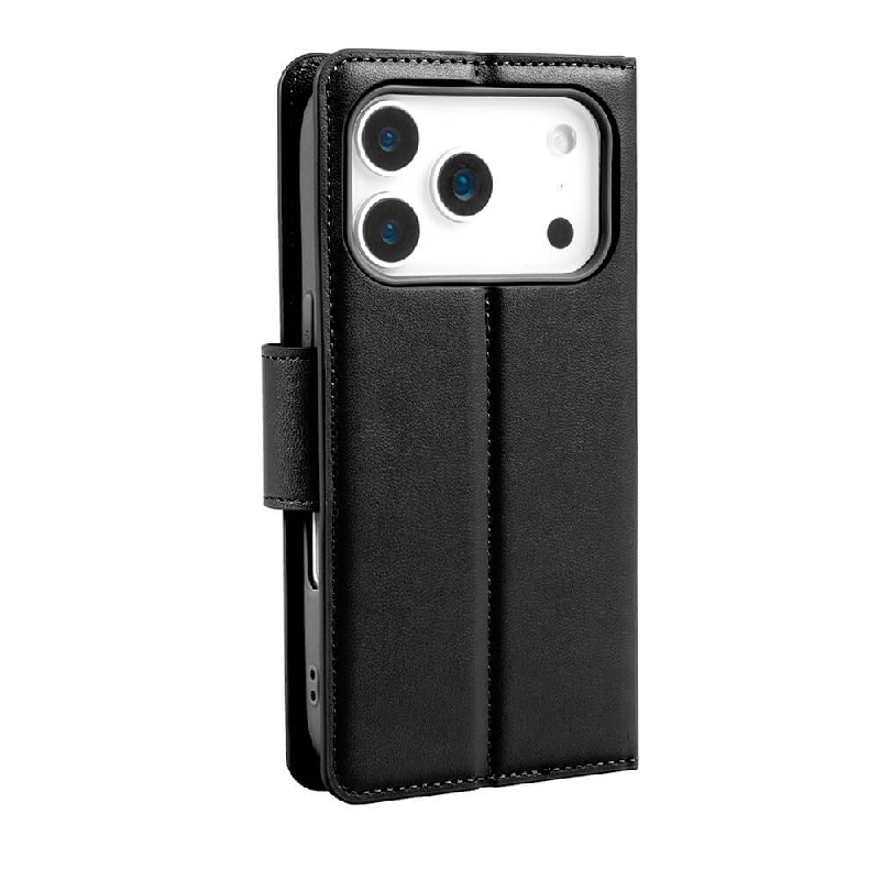 iPhone 17 Pro Max Wallet Folio Diary Flip PU Leather Wallet Case with Card Slot Australia - Black2