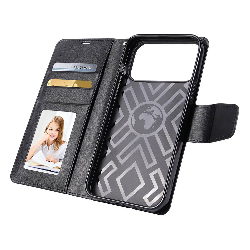 iPhone 17 Pro Max Wallet Folio Diary Flip PU Leather Wallet Case with Card Slot Australia - Black4