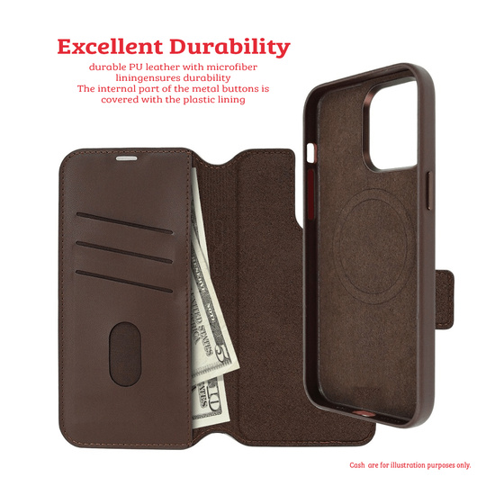 iPhone 15 Pro Max Compatible Case Cover With Folio Urbain Leather Detachable