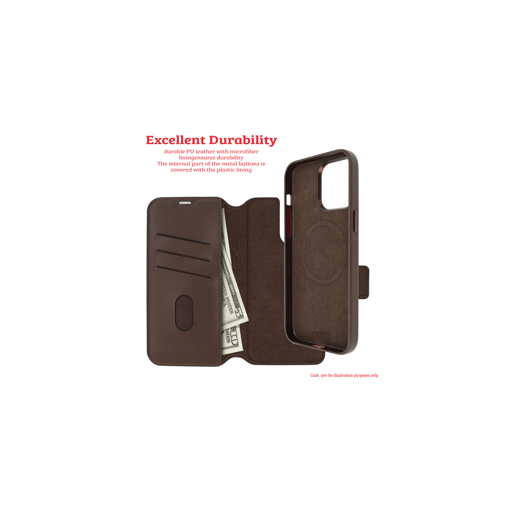 iPhone 15 Pro Max Compatible Case Cover With Folio Urbain Leather Detachable