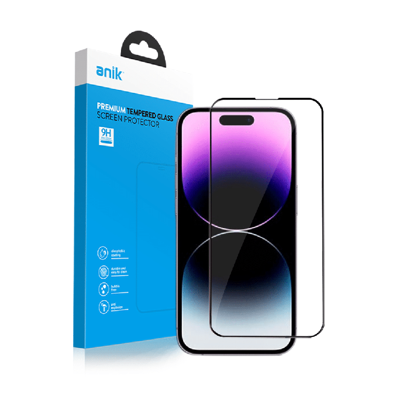ANIK Premium Full Cover Tempered Glass Screen Protector for iPhone 15 Pro [2 Pack]