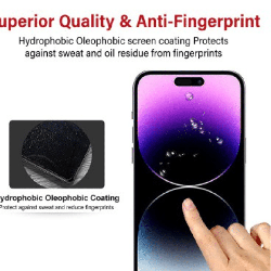 iPhone 15 High Hardness Tempered Glass Screen Protector Stain-Resistant, Triple Strength, Protection Against Shatter, Scratch & 