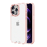 iPhone 15 Pro Max Compatible Case Cover With Metal Shockproof Camera Lens Transparent Protection - Pink