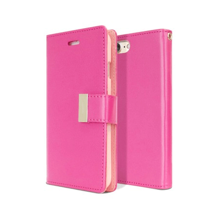 iPhone SE (2020) Compatible Case Cover with Rich Foldable Diary- Hot Pink