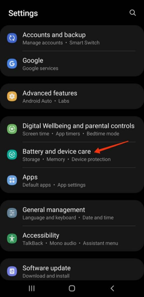 battery settings on an android phone